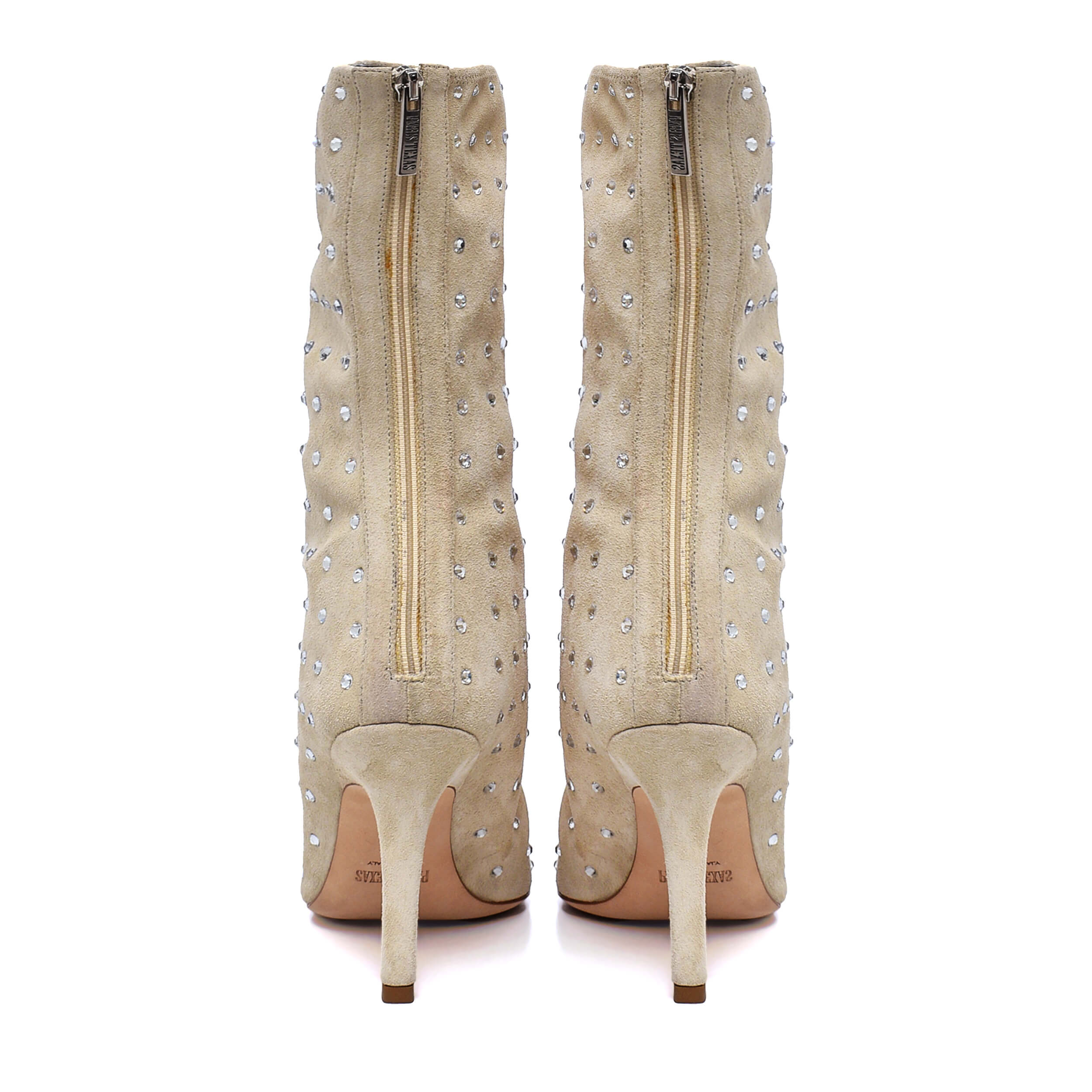 Paris Texas - Ivory Suede Crystal Embellished Stretch Boot / 38